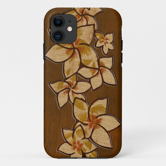 Melia Hawaiian Plumeria Faux Wood iPhone 5 Case (Back)