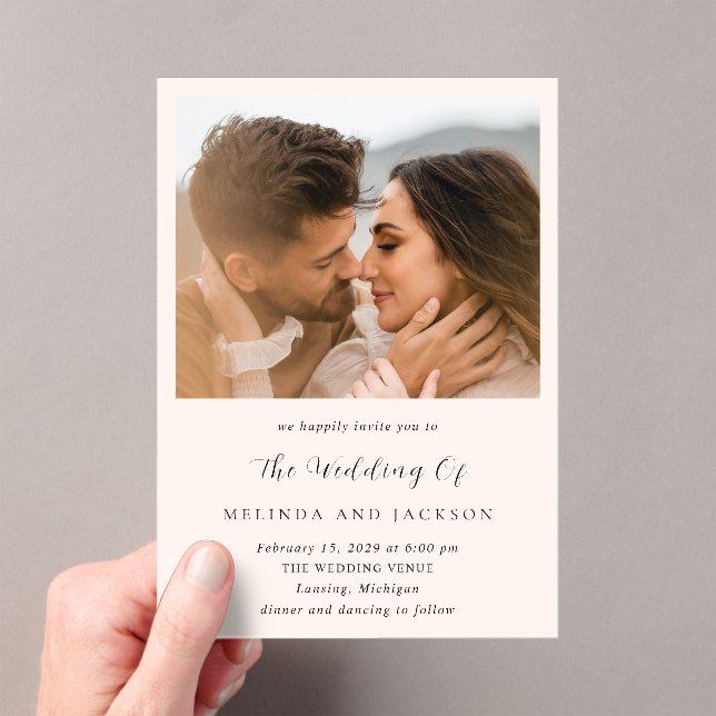 Melinda Modern Wedding Acrylic Invitations (Insitu (Handheld))