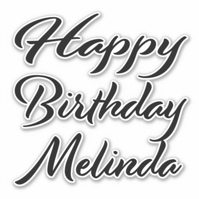 Melinda name first name black Sticker birthday (Front)