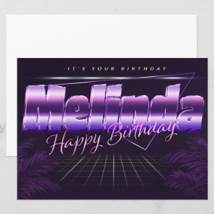 Melinda Name Vorname lila retro Karte Geburtstag Card