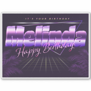 Melinda Name Vorname lila retro Sticker Geburtstag