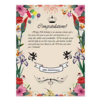 Melinda's 80th Birthday  Greeting Card Poster