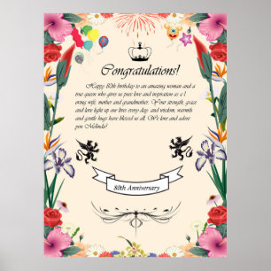 Melinda's 80th Birthday  Greeting Card Poster