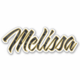 Melissa black gold lettering sticker