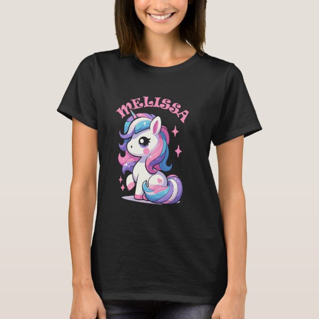 Melissa Cute Unicorn Design for Girls Name Melissa T-Shirt (Front)