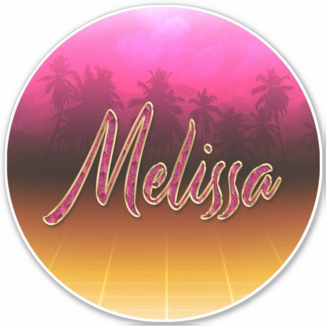Melissa First name name golden pink sticker (Front)