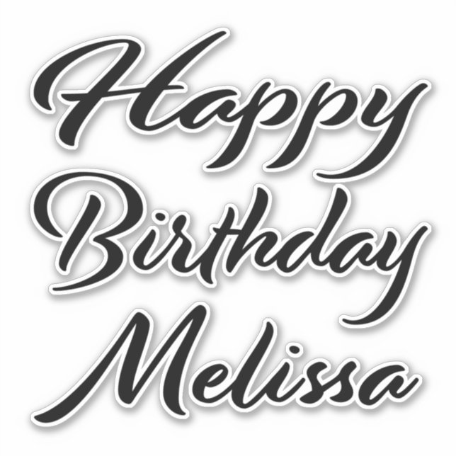 Melissa name first name black Sticker birthday (Front)