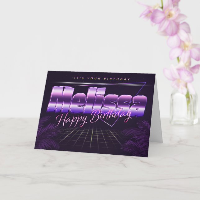 Melissa Name First name pura retro card Birthday (Orchid)