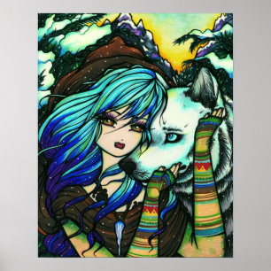Melissa Vampire Wolf Fantasy Winter Art Poster