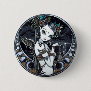 "Melita" Goth Tribal Fusion Dancer Pinback Button