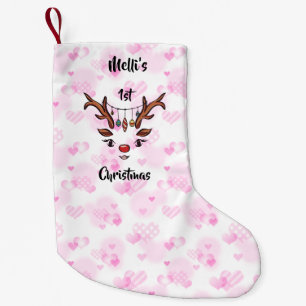 Melli's 1st Christmas heart pink custom stocking