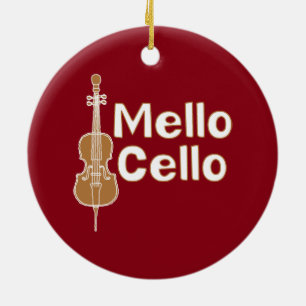 Mellow Cello White Text Ceramic Tree Decoration