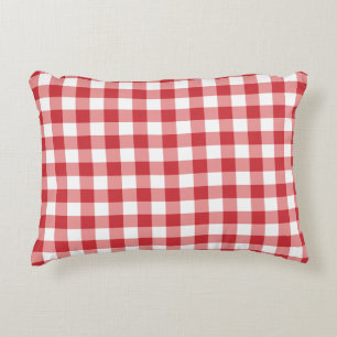 Mellow Classic Gingham - red white check plaid. Decorative Cushion