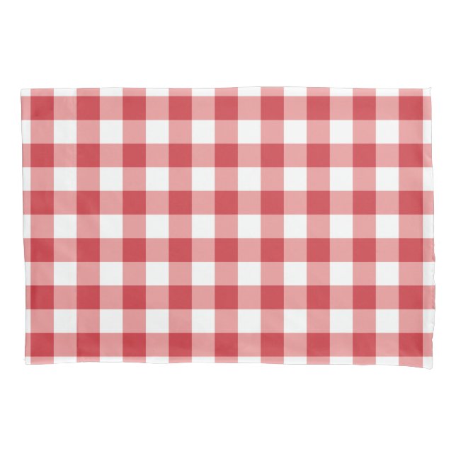 Mellow Classic Gingham - red white check plaid. Pillowcase (Front)