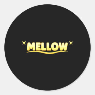 Mellow - Cute Aesthetic Sun Waves Summer Quote Classic Round Sticker