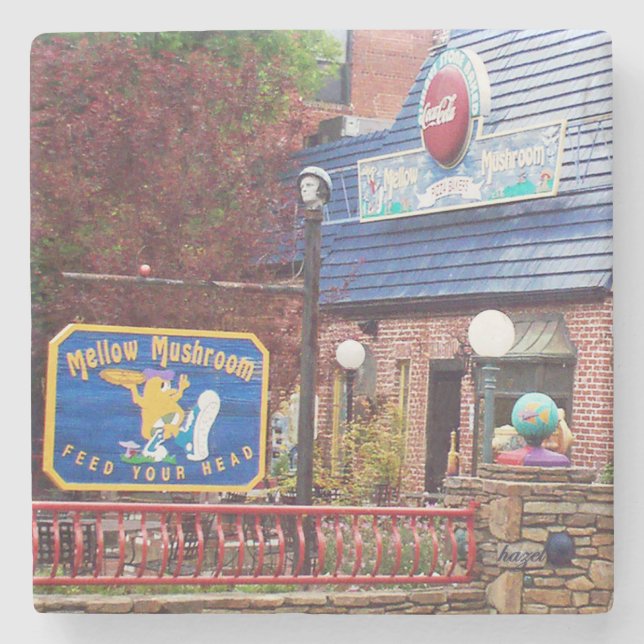 Mellow Mushroom, Asheville, Mellow Mushroom  Stone Coaster (Front)