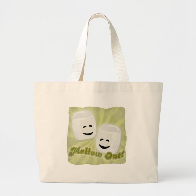 Mellow Out Fun Marshmallow Character Toon Large Tote Bag (Front)