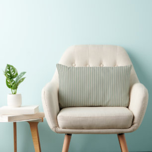 Mellow Sage with Cream Pinstripe Lumbar Cushion