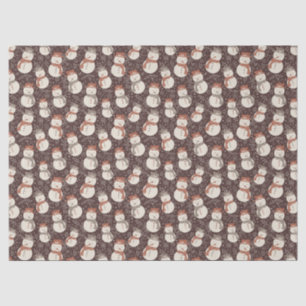Mellow Snowmen - Christmas pattern amaro red. Tissue Paper