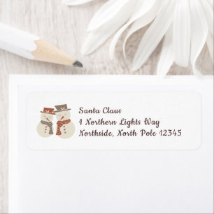 Mellow Snowmen - Christmas return address label.