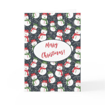 Mellow Snowmen - cute red green Christmas snowman.