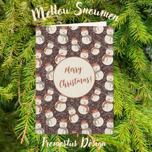 Mellow Snowmen - Merry Christmas! editable red v2  Holiday Card