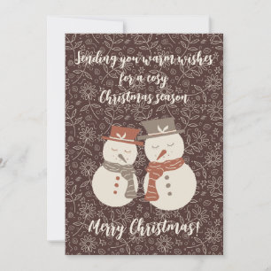 Mellow Snowmen - Merry Christmas! editable red v3 Holiday Card