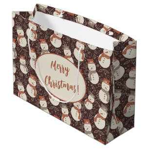 Mellow Snowmen - Merry Christmas snowman red. Large Gift Bag