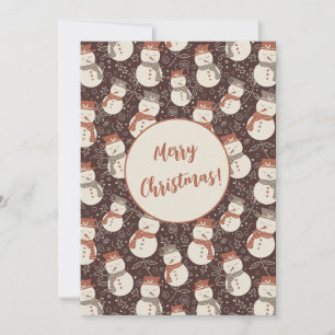 Mellow Snowmen - Merry Christmas v2 editable red. Holiday Card