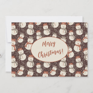 Mellow Snowmen - Merry Christmas v2 snowman red. Holiday Card
