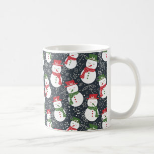Mellow Snowmen - Xmas red and green pattern. Coffee Mug