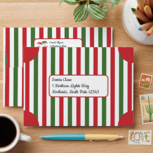 Mellow Snowmen - Xmas red white green stripes. Envelope