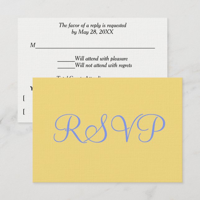 Mellow Yellow Blue Wedding RSVP Card (Front/Back)