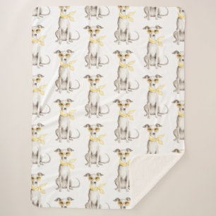 Mellow Yellow Scarf White Dog Birthday Sherpa Blanket