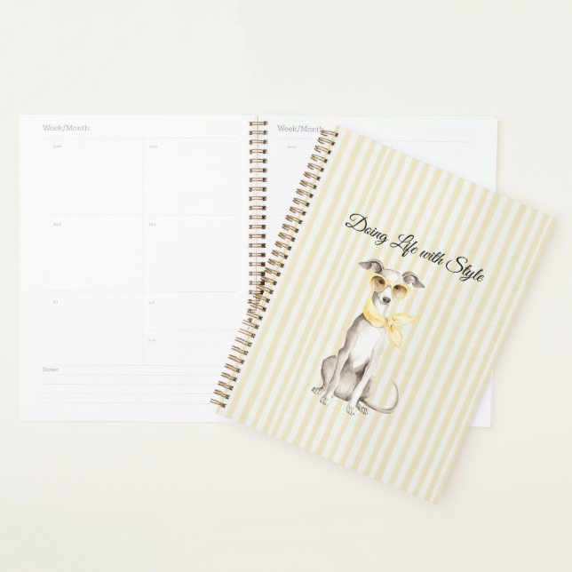 Mellow Yellow Scarf White Dog Stripes Planner (Display)
