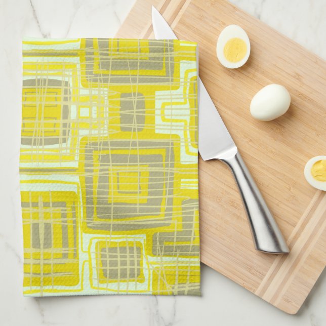 Mellow Yellow squared Tea Towel (Quarter Fold)