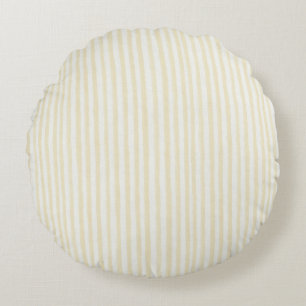 Mellow Yellow White Stripes Dots Baby Shower  Round Cushion