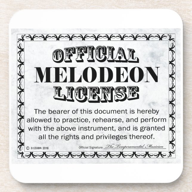 Melodeon License Coaster (Front)