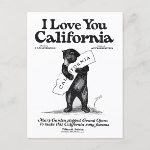 Melodic Attire: 'I Love You, California' Vintage V Postcard