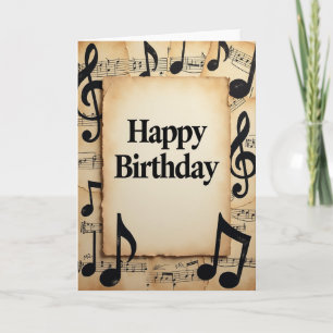 Melodic Birthday Music Scroll Card