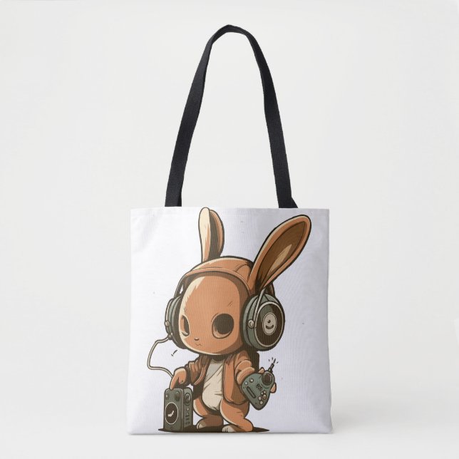 Melodic Bunny: A Musical Journey Tote Bag (Front)