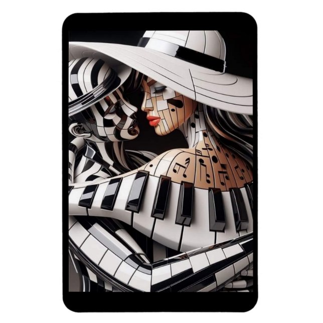 "Melodic Embrace – Artistic Music-Themed Magnet" Magnet (Vertical)