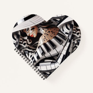 "Melodic Embrace – Heart-Shaped Notebook for Music