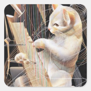 Melodic Feline – Surreal Cat Sticker
