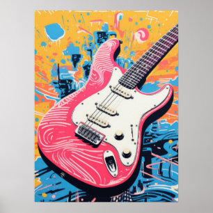 Melodic Harmony: The Colourful Guitar Poster