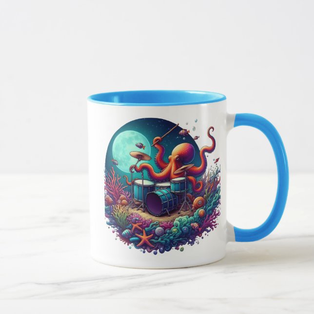 Melodic Octopus: Drumming in the Depths Mug (Right)