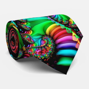 Melodic Rainbow Fractal Spiral Tie