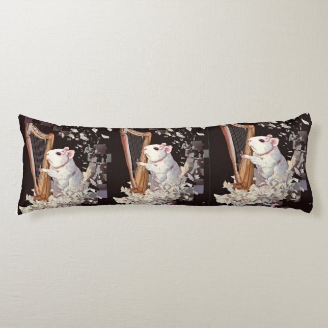 Melodic White Rat Body Pillow – Elegant Design (Front)