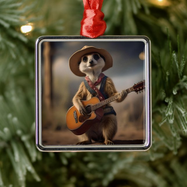Melodies of the Savanna A Meerkat Guitar Serenade, Metal Tree Decoration (Tree)