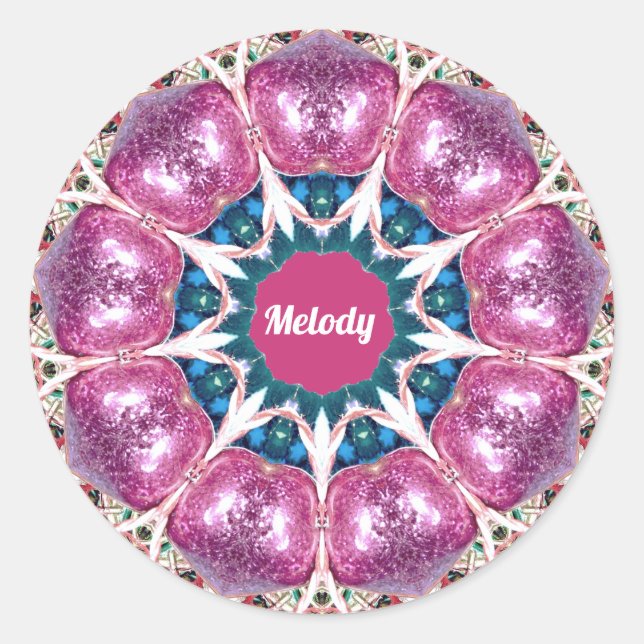 MELODY ~ Bright Abstract Pattern ~ Personalised  Classic Round Sticker (Front)